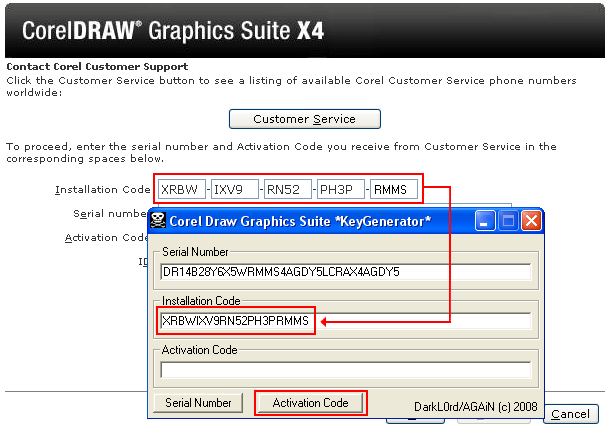 corel draw find serial number on box